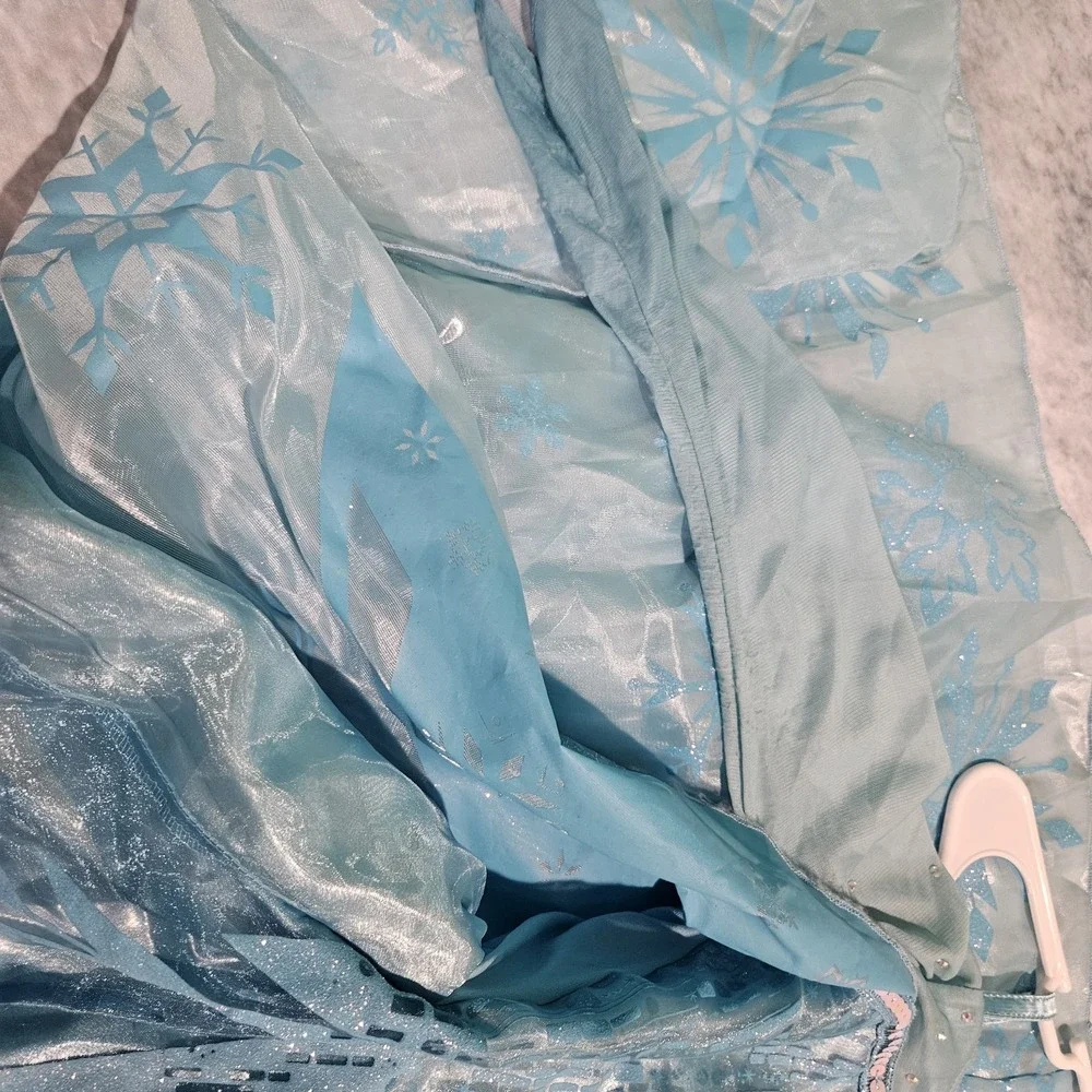 Disney Store Elsa Costume Dress Girls Size 7/8 Frozen Sleeve Wear Pilling‎